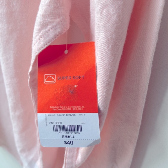 (A6) St. John’s Bay Pink Soft wash Cotten button down unisex, Size Small, NWT - Picture 6 of 6